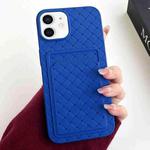 For iPhone 12 / 12 Pro Weave Texture Card Slot Skin Feel Phone Case(Dark Blue)