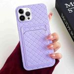 For iPhone 12 Pro Max Weave Texture Card Slot Skin Feel Phone Case(Light Purple)