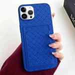 For iPhone 12 Pro Max Weave Texture Card Slot Skin Feel Phone Case(Dark Blue)