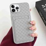 For iPhone 12 Pro Max Weave Texture Card Slot Skin Feel Phone Case(Grey)