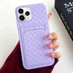 For iPhone 11 Pro Max Weave Texture Card Slot Skin Feel Phone Case(Light Purple)