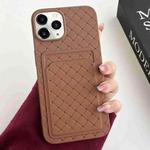 For iPhone 11 Pro Max Weave Texture Card Slot Skin Feel Phone Case(Brown)