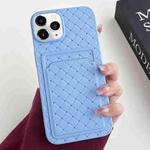 For iPhone 11 Pro Max Weave Texture Card Slot Skin Feel Phone Case(Sky Blue)