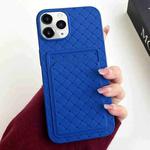 For iPhone 11 Pro Max Weave Texture Card Slot Skin Feel Phone Case(Dark Blue)