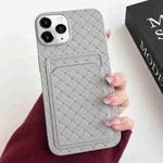 For iPhone 11 Pro Max Weave Texture Card Slot Skin Feel Phone Case(Grey)