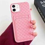 For iPhone 11 Weave Texture Card Slot Skin Feel Phone Case(Pink)