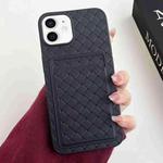 For iPhone 11 Weave Texture Card Slot Skin Feel Phone Case(Black)