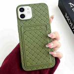 For iPhone 11 Weave Texture Card Slot Skin Feel Phone Case(Olive Green)