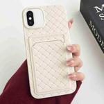 For iPhone XS / X Weave Texture Card Slot Skin Feel Phone Case(White)