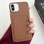 For iPhone XS Max Weave Texture Card Slot Skin Feel Phone Case(Brown)