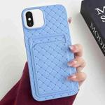 For iPhone XS Max Weave Texture Card Slot Skin Feel Phone Case(Sky Blue)