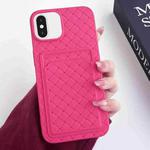 For iPhone XS Max Weave Texture Card Slot Skin Feel Phone Case(Rose Red)