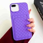For iPhone 8 Plus / 7 Plus Weave Texture Card Slot Skin Feel Phone Case(Dark Purple)