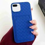 For iPhone 8 Plus / 7 Plus Weave Texture Card Slot Skin Feel Phone Case(Dark Blue)