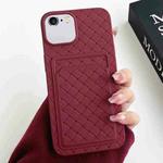 For iPhone 6s / 6 Weave Texture Card Slot Skin Feel Phone Case(Wine Red)