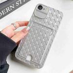 For iPhone SE 2022 / SE 2020 / 8 / 7 Weave Texture Card Slot Skin Feel Phone Case with Push Card Hole(Silver)