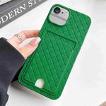 For iPhone SE 2022 / SE 2020 / 8 / 7 Weave Texture Card Slot Skin Feel Phone Case with Push Card Hole(Green)