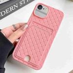 For iPhone SE 2022 / SE 2020 / 8 / 7 Weave Texture Card Slot Skin Feel Phone Case with Push Card Hole(Pink)