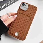 For iPhone SE 2022 / SE 2020 / 8 / 7 Weave Texture Card Slot Skin Feel Phone Case with Push Card Hole(Brown)
