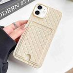 For iPhone 12 / 12 Pro Weave Texture Card Slot Skin Feel Phone Case with Push Card Hole(White)