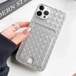 For iPhone 12 Pro Max Weave Texture Card Slot Skin Feel Phone Case with Push Card Hole(Silver)