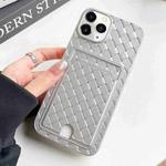 For iPhone 11 Pro Max Weave Texture Card Slot Skin Feel Phone Case with Push Card Hole(Silver)