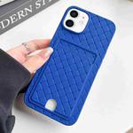 For iPhone 11 Weave Texture Card Slot Skin Feel Phone Case with Push Card Hole(Dark Blue)