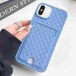 For iPhone XS / X Weave Texture Card Slot Skin Feel Phone Case with Push Card Hole(Sky Blue)