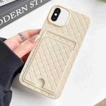 For iPhone XS / X Weave Texture Card Slot Skin Feel Phone Case with Push Card Hole(White)