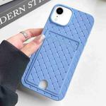 For iPhone XR Weave Texture Card Slot Skin Feel Phone Case with Push Card Hole(Sky Blue)