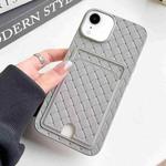 For iPhone XR Weave Texture Card Slot Skin Feel Phone Case with Push Card Hole(Grey)