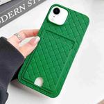 For iPhone XR Weave Texture Card Slot Skin Feel Phone Case with Push Card Hole(Green)
