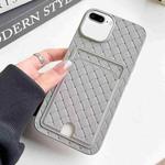 For iPhone 8 Plus / 7 Plus Weave Texture Card Slot Skin Feel Phone Case with Push Card Hole(Grey)