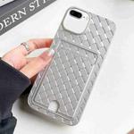 For iPhone 8 Plus / 7 Plus Weave Texture Card Slot Skin Feel Phone Case with Push Card Hole(Silver)