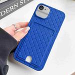 For iPhone 6s Plus / 6 Plus Weave Texture Card Slot Skin Feel Phone Case with Push Card Hole(Dark Blue)