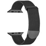For Apple Watch 3 38mm Milanese Metal Magnetic Watch Band(Black)