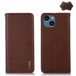 For iPhone 15 Plus KHAZNEH Nappa Top Layer Cowhide Leather Phone Case(Brown)