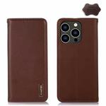 For iPhone 15 Pro Max KHAZNEH Nappa Top Layer Cowhide Leather Phone Case(Brown)