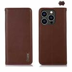 For iPhone 16 Pro Max KHAZNEH Nappa Top Layer Cowhide Leather Phone Case(Brown)