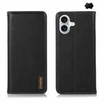 For iPhone 16 Plus KHAZNEH Nappa Top Layer Cowhide Leather Phone Case(Black)