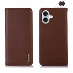 For iPhone 16 KHAZNEH Nappa Top Layer Cowhide Leather Phone Case(Brown)