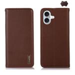 For iPhone 17 KHAZNEH Nappa Top Layer Cowhide Leather Phone Case(Brown)