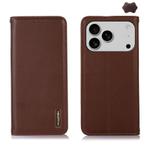 For iPhone 17 Pro Max KHAZNEH Nappa Top Layer Cowhide Leather Phone Case(Brown)