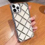 For iPhone 13 Pro Max 3D Diamond Lattice Laser Engraving Phone Case(Silver)