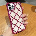 For iPhone 15 Pro Max 3D Diamond Lattice Laser Engraving Phone Case(Rose Red)