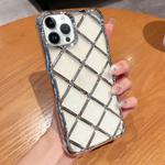 For iPhone 15 Pro Max 3D Diamond Lattice Laser Engraving Phone Case(Silver)