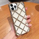 For iPhone 15 Pro 3D Diamond Lattice Laser Engraving Phone Case(Gold)