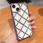 For iPhone 15 Plus 3D Diamond Lattice Laser Engraving Phone Case(Purple)