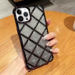 For iPhone 14 Pro Max 3D Diamond Lattice Laser Engraving Glitter Paper Phone Case(Gradient Black)