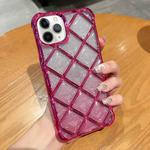 For iPhone 11 Pro Max 3D Diamond Lattice Laser Engraving Glitter Paper Phone Case(Gradient Rose Red)